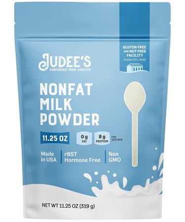 Judees Non-Fat Milk Powder 11.25 oz - 100% Non-GMO, Keto-Friendly - rBST Hormone-Free, Gluten-Free and Nut-Free - Good Source of Protein and Calcium - Made in USA 11.25 Ounce (Pack of 1)