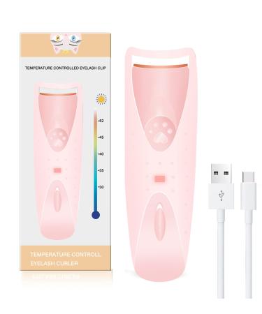 Heated Eyelash Curler  USB Rechargeable Electric Eyelash Curler  Heated Lash Curler for Quick Natural Curling and 24 Hours Long Lasting  Best Gifts for Women  Newly Updated Model (Pink)