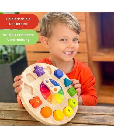 SCHMETTERLINE Kronolino Wooden Learning Clock | Rainbow Colors for Playful Time Learning | Ages 3+ - Buy Online on SooperMarket.com