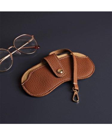 Vintage Leather Eyeglasses Case Holder | Portable Slim Sunglasses Pouch | Soft Glasses Bag for Men & Women - Brown - Buy Online on SooperMarket.com