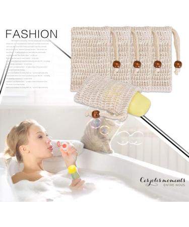 Vtrem Sisal Soap Saver Bags - 5 Pack Natural Exfoliating Pouches for Bar Soap | Soft Mesh Net Drawstring for Shower & Drying - Buy Online on SooperMarket.com