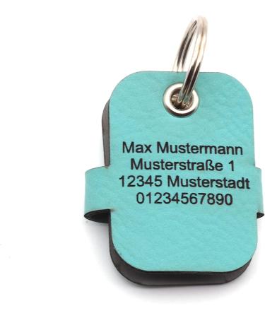 Custom Engraved Copter Farm Dog Collar Accessories | Art & Real Leather Bags | Turquoise Rectangle Design - Buy Online on SooperMarket.com