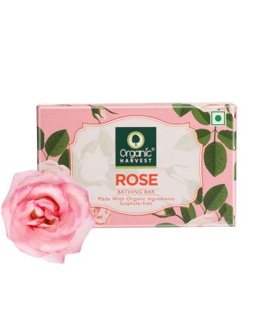 Organic Harvest Gentle Cleansing Rose Bathing Bar For Skin Moisturisation Ideal For All Skin Types 100% American Certified Organic Paraben & Sulphate Free 125gm