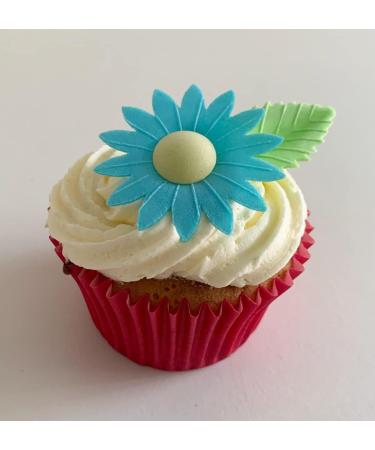 12 Gorgeous Mixed Colour Edible Wafer Daisies & 12 Pretty Leaves - Buy Online on SooperMarket.com