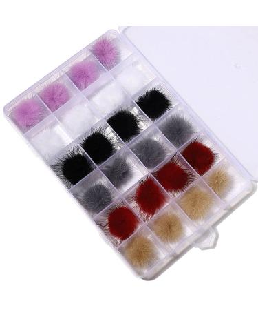 Nail Pom Ball 3D Detachable Nail Poms Charm Faux With Removable Base For Nail Art Design Nail Tip Decor Acrylic Nail Art Accessories Kit