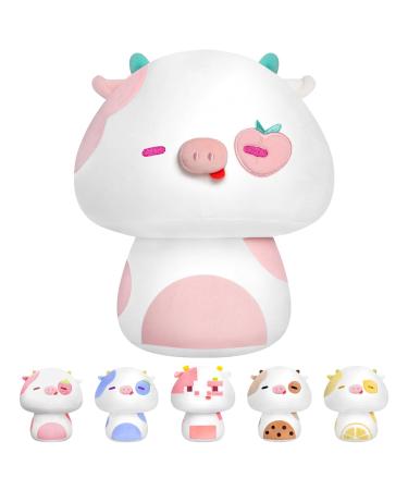 Mewaii 8'' Soft Peach Cow Mushroom Pillow Stuffed Animal Plush Plushie Squishy Toy - Cuddly Cow Plush for Kids Peach Cow 8 Inch