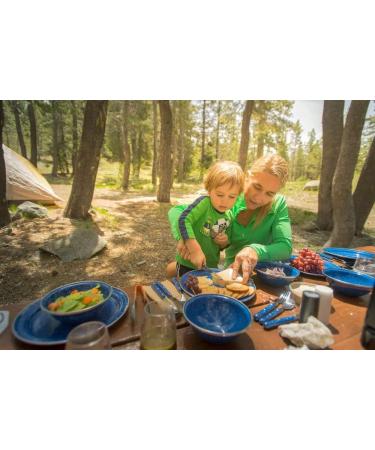 GSI Outdoors Camp Table Set for 4 - Enamel Pioneer Plates, Bowls & Coffee Mugs - Blue | Perfect for Camping, Outdoors, RV - 4 Person Set - Buy Online on SooperMarket.com