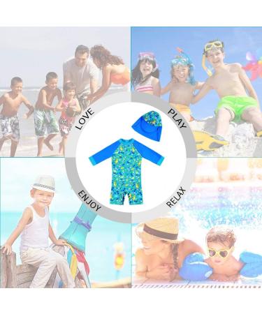 UPF 50+ Blue Dinosaur Baby Swimwear | Snap Bottom One Piece Swimsuit for Boys/Girls 12-18 Months - Buy Online on SooperMarket.com