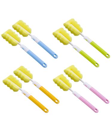 8 pieces of foam brush bottle brush sponge baby bottle cleaning brush sponge bottles cleaning brush bottle brush for baby bottles cups (orange blue green pink)