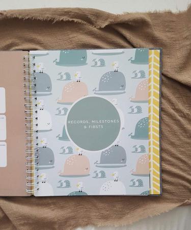 Peachly Minimalist Baby Memory Book - Baby First Year Keepsake for Milestones | Simple Grey Linen Scrapbook for Boy or Girl | 60 Pages - Buy Online on SooperMarket.com
