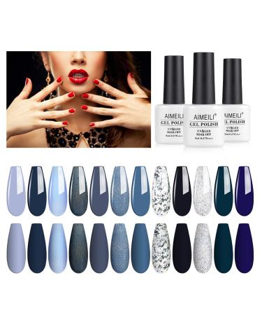 AIMEILI Gel Nail Polish Set 8ml 12 Colours Soak Off UV LED Gel Nail Polishes Nail Art Gel Polish Gift Kit 13 KIT12-13_8ML 0.67 ml (Pack of 12)