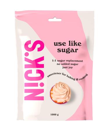 NICKS Use Like Sugar Keto Sweetener 70% Calorie Reduced 1:1 Low Carb Baking Sugar Replacement Mix of Xylitol Erythritol Stevia Polydextrose | Vegan (1kg)