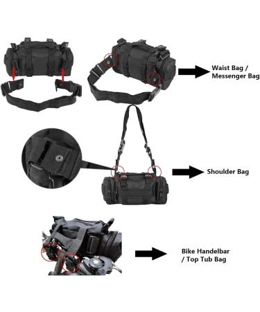 BraveHawk OUTDOORS Bike Handlebar Bag - Water Resistant 900D Nylon Oxford Waist Bag for Cycling - Black Medium - Buy Online on SooperMarket.com