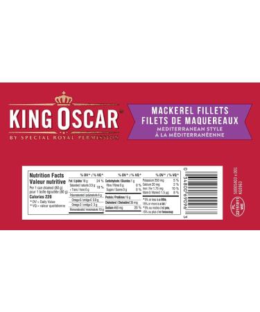 King Oscar Skinless & Boneless Mackerel Fillets Mediterranean Style 115 Gram Cans (Pack of 12) Mackerel Fillets Mediterranean Style Pack of 12 - Buy Online on SooperMarket.com