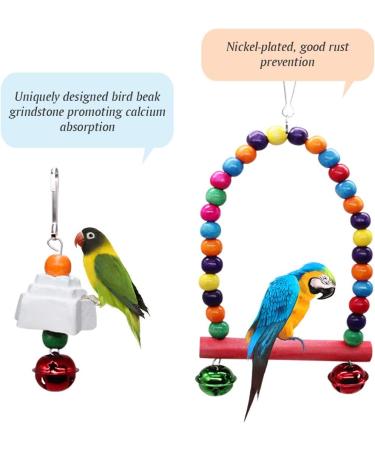 MQUPIN Bird Parrots Toys 14-Pack Cage Toys Hanging Swing Climbing Shredding Perches Ladders Sepak Takraw Bell Frosting Stick Parrot Set Toy for Medium Budgie Finches Cockatiels Conures African Parrot S-6.9inch - Buy Online on SooperMarket.com