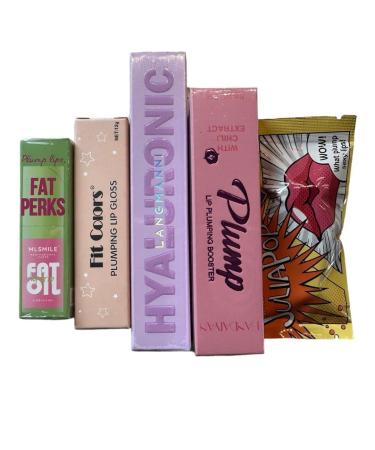 Diva Stuff Lip Plumping Gloss Set - 5 Piece Lip Gloss Set - 0.16 fl oz/each - Clear/Sheer/Shimmer - Chili Seed Oil/Hyaluronic Acid/High Nourishing Oils - Paraben Free - Cruelty Free