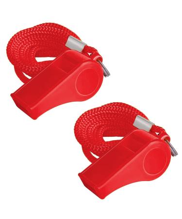 Shubeeieumi pipe 2 pieces of sports whistling plastic whistling with lanyard sheer crisp sound for school sports football students children 1-red