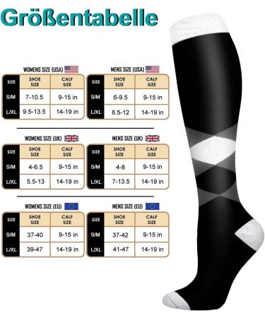 Blongw Compression Stockings for Men - 6 Pairs Knee Support Socks for Sports Flight Running & Travel - Assorted Sizes L-XL - Buy Online on SooperMarket.com