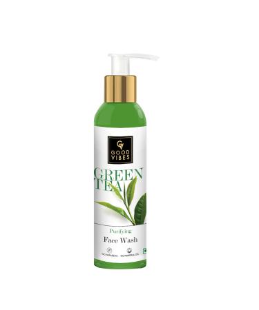 Good Vibes Green Tea Face Wash | Anti Acne Deep Cleansing Antioxidants Rich Facial Cleanser For All Skin Types | Natural No Parabens & Mineral Oil (120 ml/4.06 Fl Oz)