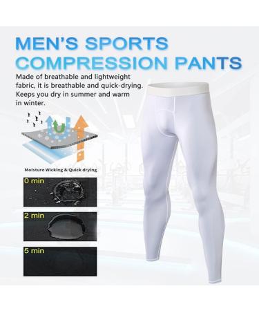 CARGFM Men's Compression Pants - White Small | Basketball Tights, Leggings, Yoga, Running, Sports Workout Baselayer - Buy Online on SooperMarket.com