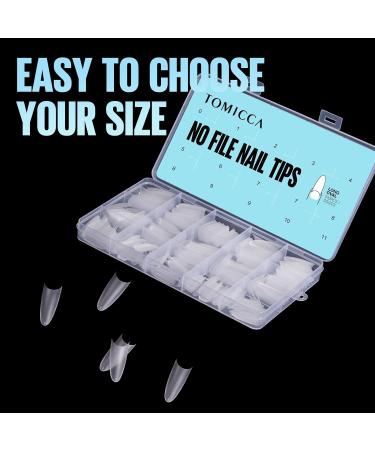 TOMICCA Long Oval French Edge Nail Tips 510pcs - Clear Matte Half Cover False Nails for Acrylic Extensions - 15 Sizes Artificial Nails for Salon Use - Buy Online on SooperMarket.com