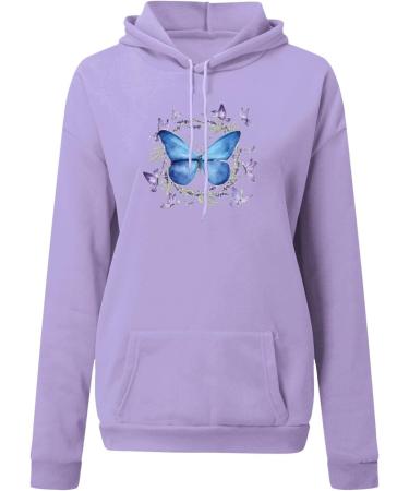 oelaio Women Long Sleeve Cropped Hoodies Loose Comfy Fashion Print Pullover Sweatshirts Fall Winter Clothes 2023 for Leggings Purple - Buy Online on SooperMarket.com