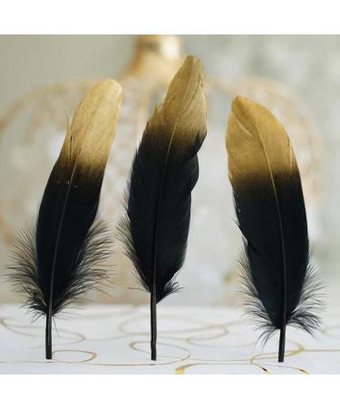 50pcs Dipped Gold & Silver 6-8 inch Goose Feathers for Crafts and Apparel - Gold & Black Feathers - Buy Online on SooperMarket.com