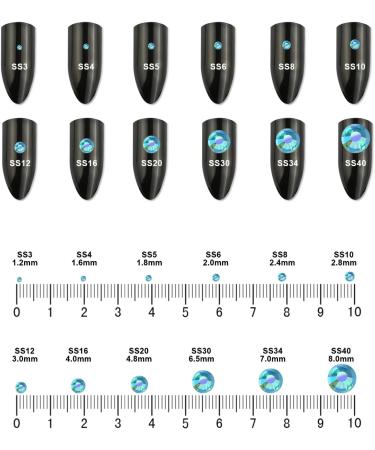 576PCS Aquamarine Rhinestones & Nail Crystals - SS30 (6.4mm & 6.5mm) for Stunning Nail Art | International Shipping - Buy Online on SooperMarket.com