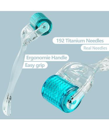 Buy Derma Roller Microneedle 192 Titanium Needles - Crystal Blue Face & Beard Roller for Home Use - Buy Online on SooperMarket.com