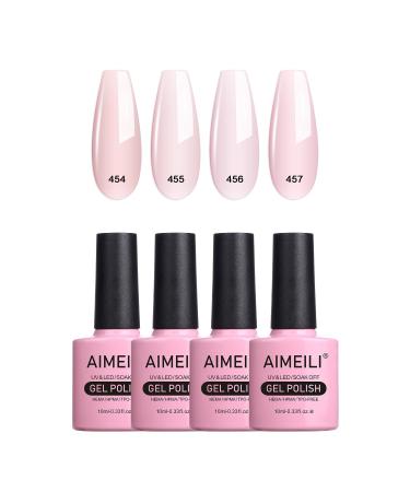 AIMEILI Gel Nail Polish Set Nude Gel Polish Set Soak Off UV LED Glossy Nail Salon Set Gel Varnish Nail Art Manicure Pedicure - Long Lasting & Easy to Apply 4pcs X 10ml - Kit20 KIT4-20 10 ml (Pack of 4)