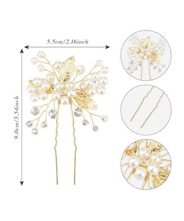 XZtimes Wedding Hair Clips Gold Leaf Bride Hair Pins Bridal - Pack of 3 - gold pin - Vintage - Buy Online on SooperMarket.com
