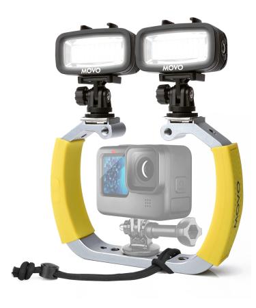 Movo DiveRig3 Diving Rig Bundle with 2 Waterproof LED Lights - Compatible with GoPro HERO3, HERO4, HERO5, HERO6, HERO7, HERO8, and DJI Osmo Action Cam - Scuba Accessories for Underwater Camera