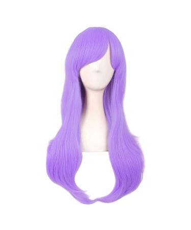 MapofBeauty 28 Inch/70cm Women Side Bangs Long Curly Hair Cosplay Wig (Light Purple)