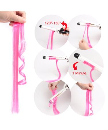 20 Inch Colored Clip in Hair Extensions - 10pcs Straight Pink Fashion Hairpieces for Party Highlights - Buy Online on SooperMarket.com