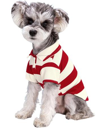 Stylish Striped Polo Shirt for Small Dogs | Summer Puppy Costume - Breathable Green Tee for Bichon & French Bulldog - Buy Online on SooperMarket.com