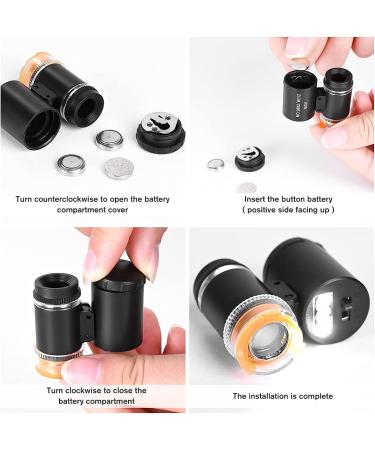 2 Pieces 60X Mini Pocket Microscope with Jewelers Eye Loupe - Portable Magnifying Glass for Handcrafts, Jewelry, Diamonds, Gems - Black - Buy Online on SooperMarket.com