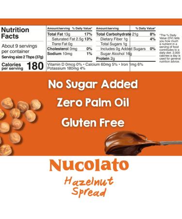 Nucolato Hazelnut Spread | Diabetic & Keto Friendly Snack | Gluten Free, Low Carb, Healthy Option - 12.3 OZ - Buy Online on SooperMarket.com