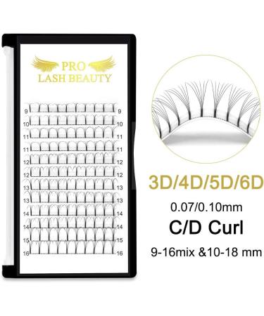 4D-C-0.10-8-15 Mix Pre Made Fan Eyelash Extensions - Russian Volume Lashes 0.07 0.10 Pre Fanned Long Stem C D Curl - 8-15 Mix & CG - Premade Fans Eyelash Extension - Buy Online on SooperMarket.com