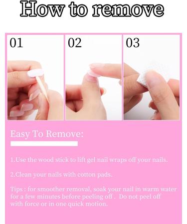 Kalolary 32PCS Cured Gel Nail Polish Strips Adhesive Full Wrap Gel Nail Art Sticker Waterproof Gel Nail Wrap Stickers with Nail File and Stick(UV/LED Lamp Required) (Pink) - Buy Online on SooperMarket.com