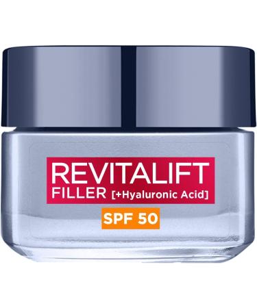 L'Oreal Paris Revitalift Filler + Hyaluronic Acid Anti Ageing Anti-Wrinkle Spf 50 Replumping Day Cream 50ml 50 ml (Pack of 1)