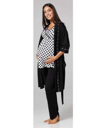 HAPPY MAMA Women's Maternity Nursing 3pcs Nightwear Set - Black Hearts & Black - Buy Online on SooperMarket.com