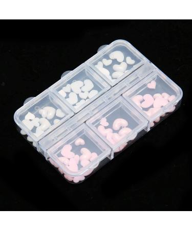 Nail Art Decoration Pink and White Heart Shape Nail Art Accessories Cute 3D Safe for DIY - Buy Online on SooperMarket.com