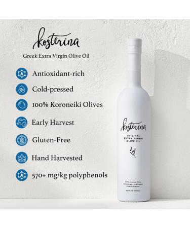 Kosterina Original Extra Virgin Olive Oil - Premium Cold-Pressed Greek EVOO (16.9 oz) | 100% Pure Koroneiki Olives | Superfood | Peppery & Smooth Flavor - Buy Online on SooperMarket.com