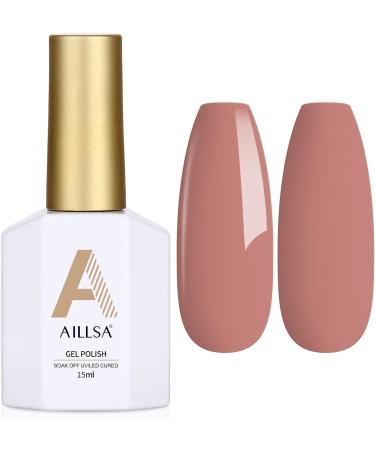 AILLSA Nude Gel Nail Polish 15 ML - Red Nude Color Gel Varnish | Soak Off UV/LED | Autumn & Winter Shade | Salon & Home Use - Buy Online on SooperMarket.com