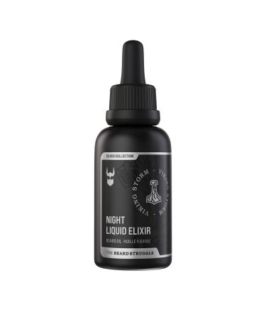 The Beard Struggle Night Liquid Elixir Beard Oil - Silver Collection - Viking Storm - Softens Moisturizing & Healthier Beard Growth - Vegan-Friendly Beard Growth Oil (30 ml) Silver - Viking Storm