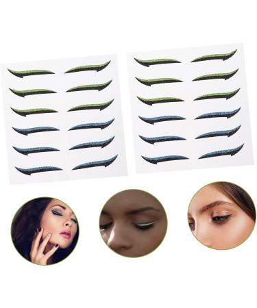 Healeved 12 Pairs Glitter Eyeliner Double Eyelid Stickers Eyeliner Tape Strips Cosmetic Eyelid Tape - Buy Online on SooperMarket.com