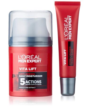 L'Oreal Paris Men Expert Gift Set for Men Get Better With Age Anti-Ageing Duo: Vitalift Moisturiser and Eye Cream 0.278 kg