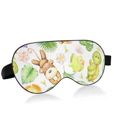Haskirky Light Blocking Eye Mask Breathable and Adjustable Adult Men and Women Travel on Business Trips Yoga Meditation Light Smooth Comfortable Eye Mask Office Deep Sleep Goodies Tropical Cartoon