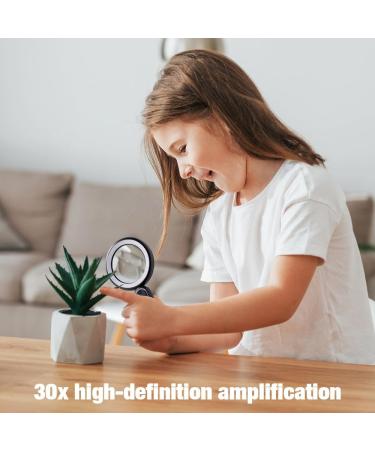 Udbrud Magnifying Glass with Light 30X Handheld Large Magnifying Glass with 3 Modes 21 LED Illuminated Lighted Magnifier USB for Macular Degeneration Seniors Reading Inspection Coins Jewelry Map - Buy Online on SooperMarket.com
