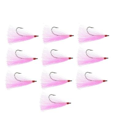 LAST CAST TACKLE Bucktail Teaser with 5/0 Hook - 10 Pack - 5 Colors to Choose from Pink / White